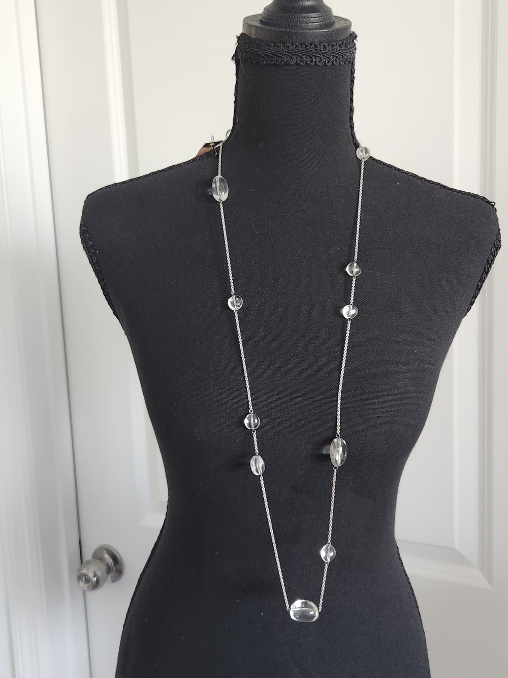 Dean Harris For Target 925 Sterling Silver Chain Necklace w/ Clear Bead Accents
